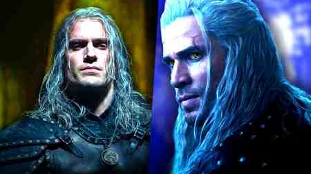 Henry Cavill and Liam Hemsworth as Geralt in The Witcher.