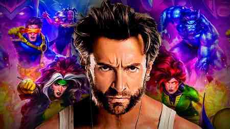 Hugh Jackman's Wolverine, animated X-Men heroes Cyclops, Storm, Rogue, Jean Grey, Beast