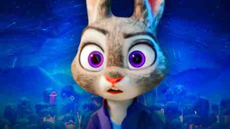 Judy Hopps from Zootopia against blue background.