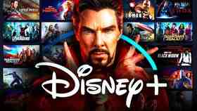 Doctor Strange, Disney Plus logo, Marvel movie and TV posters