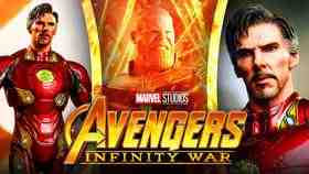 Benedict Cumberbatch as Doctor Strange, Thanos, Infinity War logo