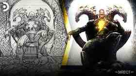 The Rock as Black Adam sitting on throne