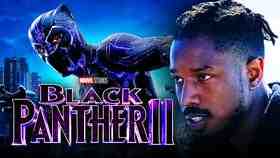 Michael B. Jordan as Killmonger, Black Panther, Black Panther 2 logo