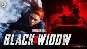 Black Widow logo, Scarlett Johansson as Natasha Romanoff