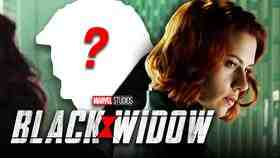 Black Widow logo, Scarlett Johansson as Natasha Romanoff
