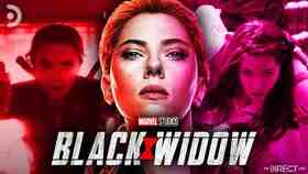Black Widow Stills on left and right, Black Widow poster