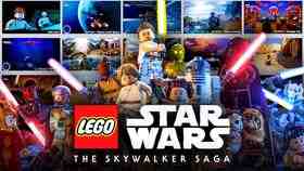 Various LEGO Star Wars characters, LEGO Star Wars: The Skywalker Saga logo