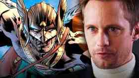 Hawkman on the left with Alexander Skarsgard on the right