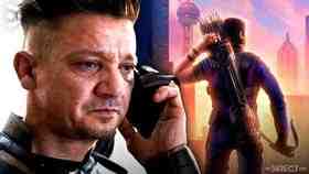 Hawkeye on the phone, Clint Barton with bow and arrow