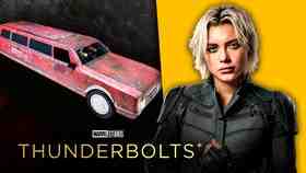 AMC's Thunderbolts* limousine popcorn bucket, Yelena Belova, and the Thunderbolts* logo