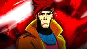 Gambit in X-Men '97 on a red background