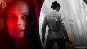 dark rey wielding kylo ren's lightsaber in new the rise of skywalker concept art