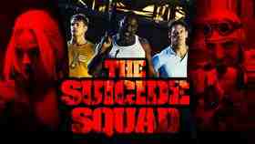 The Suicide Squad logo, Idris Elba as Bloodsport, Joel Kinnaman as Rick Flag, John Cena's Peacemaker