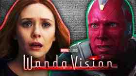 Wanda on left, Vision on right, WandaVision title across bottom