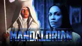 Ahsoka, The Mandalorian logo, Rosario Dawson