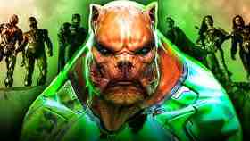 Green Lantern Kilowog with the Justice League in the Background