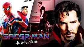 Iron Spider and Doctor Strange, No Way Home logo, Cumberbatch skateboarding, Benedict Cumberbatch