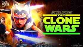 Ahsoka with lightsaber, Star Wars: The Clone Wars logo