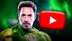 Robert Downey Jr. as Iron Man, YouTube Play Button.