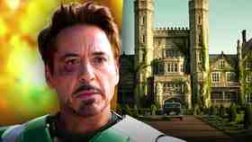 Robert Downey Jr. in the MCU next to the X-Mansion from live-action Fox films.