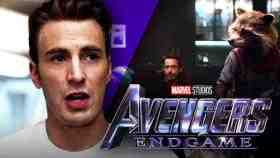 Chris Evans as Captain America, Robert Downey Jr., Rocket Raccoon, Avengers: Endgame logo