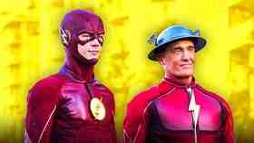 Grant Gustin as The Flash, John Wesley Shipp as Jay Garrick