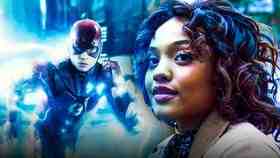 Kiersey Clemons as Iris West, Ezra Miller as Barry Allen