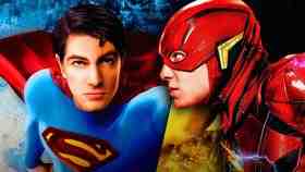 Brandon Routh as Superman, Ezra Miller as The Flash