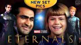 The Eternals Kumail Nanjiani as Kingo and Lia McHugh as Sprite
