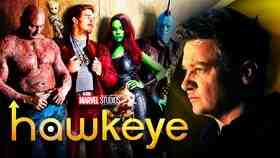 Hawkeye logo, Jeremy Renner as Clint Barton, Guardians of the Galaxy