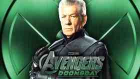 Ian McKellen in Magneto costume, Avengers: Doomsday title card