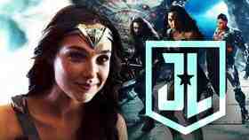 Wonder Woman on left and Justice League on right