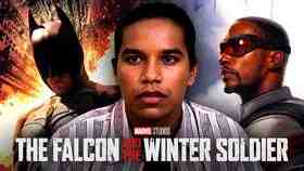 Tyler Dean Flores in the middle, Batman on left, Falcon on right