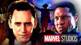 Tom Hiddleston as Loki, Jonathan Majors as Kang the Conqueror, Victor Timely, Marvel Studios logo