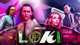Tom Hiddleston as Loki, Sophia Di Martino as Sylvie, Loki logo