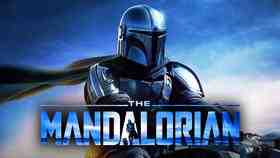 The Mandalorian on a speeder bike, The Mandalorian logo