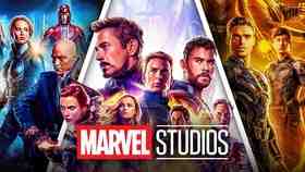 MCU Avengers, X-Men, and Eternals; Marvel Studios logo.