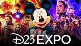Mickey Mouse, D23 Expo Logo, Avengers posters.