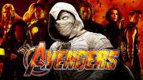 Avengers logo, Oscar Isaac as Moon Knight, Avengers