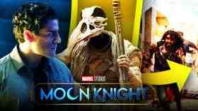 Moon Knight logo, Oscar Isaac as Marc Spector, Khonshu