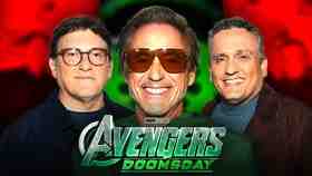Russo Brothers and Robert Downey Jr. Avengers Doomsday logo