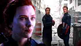 Scarlett Johansson as Black Widow, Robert Downey Jr. as Iron Man, Chris Evans as Captain America