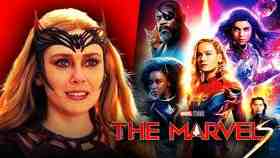 Elizabeth Olsen as Scarlet Witch, The Marvels logo, The Marvels cast