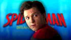 Tom Holland as Peter Parker/Spider-Man; Spider-Man: Brand New Day logo faded in background