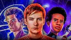 Andrew Garfield, Tobey Maguire and Miles Morales as Spider-Man.