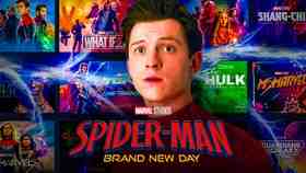 Spider-Man: Brand New Day, Spider-Man Tom Holland, Marvel movie and show posters in background