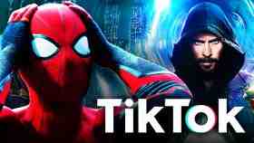 Jared Leto as Morbius, Tom Holland as Spider-Man, Tiktok logo