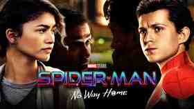 Tom Holland as Spider-Man, Zendaya as MJ, No Way Home logo