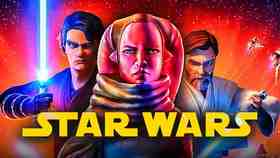 Devon Izra, Anakin Skywalker, Obi-Wan Kenobi, Star Wars logo.