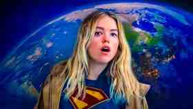 Supergirl, Milly Alcock in front of Earth in space